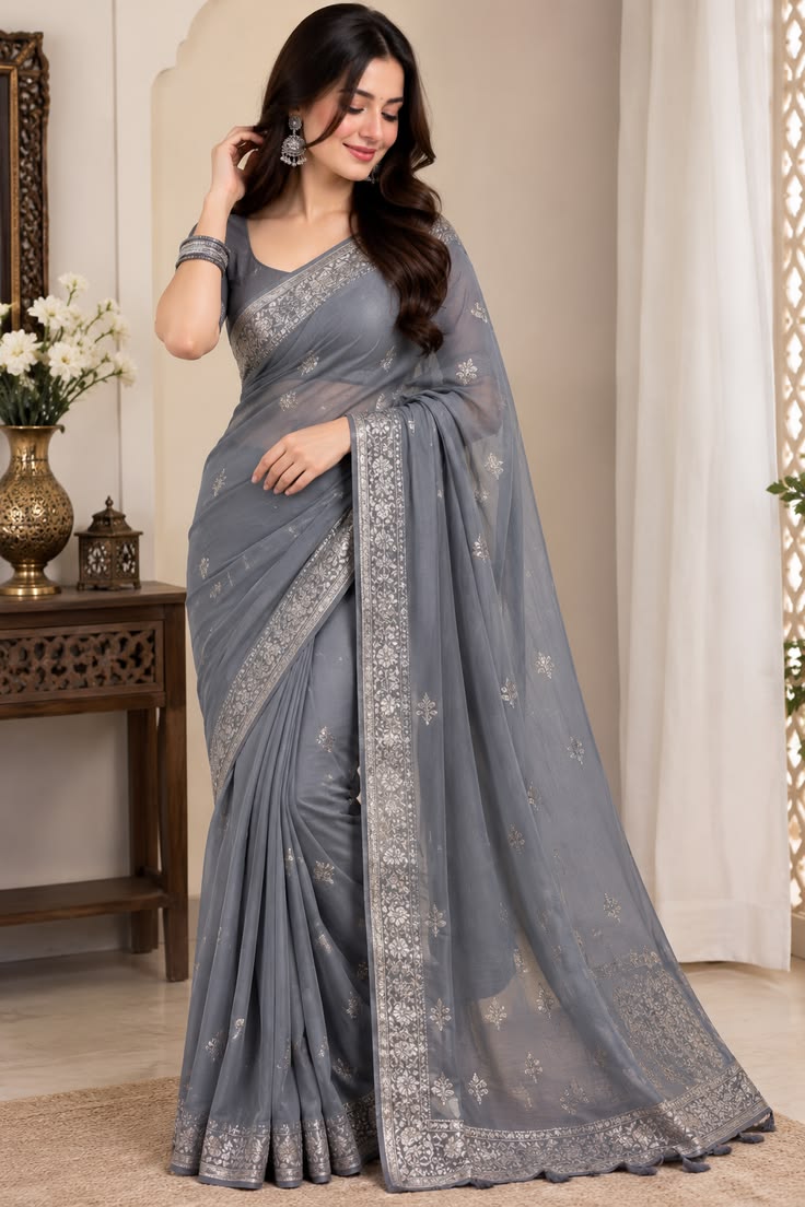 Grey Daily Wear Saree